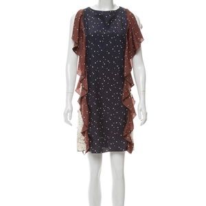 Marni 100% silk dress size 38
Navy brown white